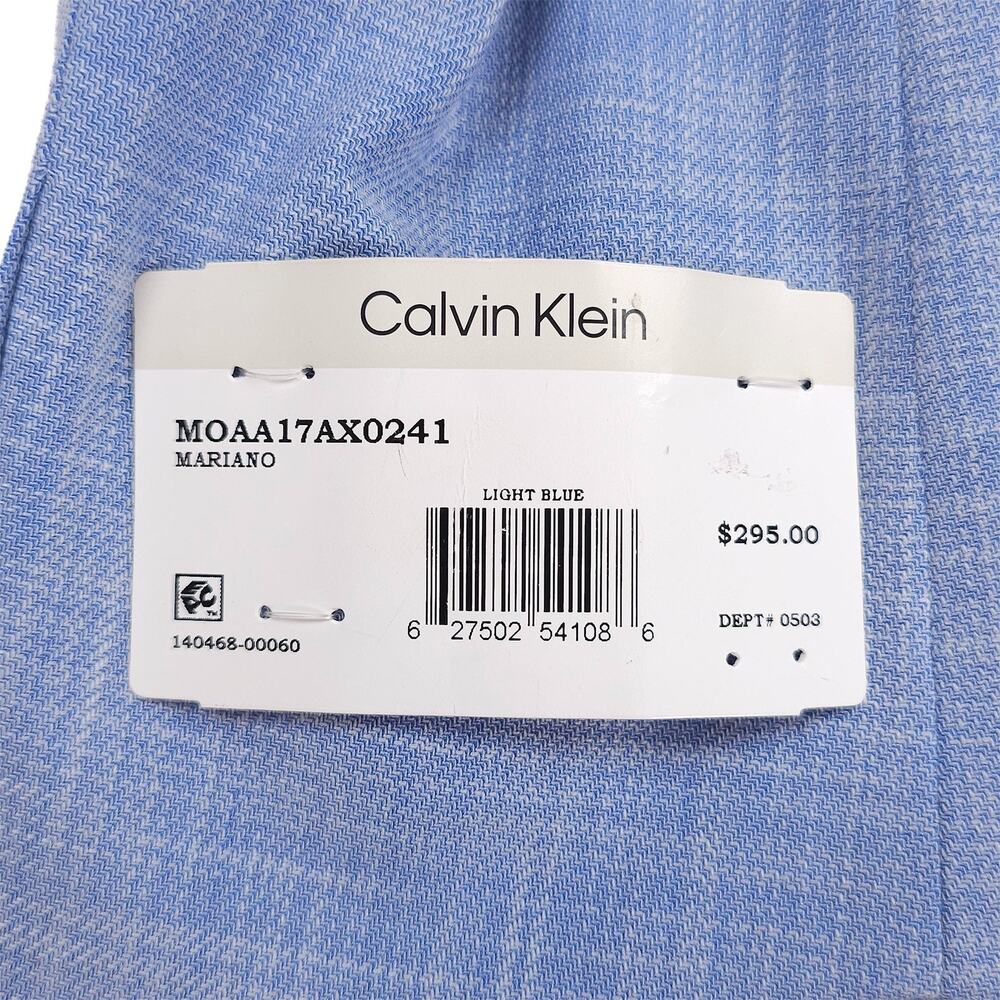 Calvin Klein Mens Slim Fit Sport Coat Blazer 38R Light Blue Solid Stretch NWT - Picture 12 of 13
